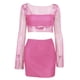 thumbnail image 3 of Mini Vestido Corto Conjunto de falda de malla para mujer Perspectiva sexy holgada Ropa de calle para discoteca (Rose Red M) Ygjytge para Mujer Rosa roja T L, 3 of 9