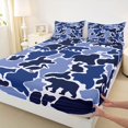 thumbnail image 4 of Manfei Cute Bear Bed Sheets,Vintage Camouflage Full Size Sheets,Blue,4-Piece,1 Flat Sheet, 1 Fitted Sheet and 2 Pillowcases, 4 of 6