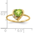 thumbnail image 2 of 14K Yellow Gold 6mm Heart Peridot Aa Diamond Ring (Size 6) Made In United States y2233pe/aa, 2 of 5