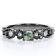 thumbnail image 1 of JeenMata Anillo de Compromiso Victoriano con 7 Piedras de 1,75 ct, Ágata Verde Musgo y Moissanita en Baño de Oro Negro de 18 K sobre Plata, 1 of 6