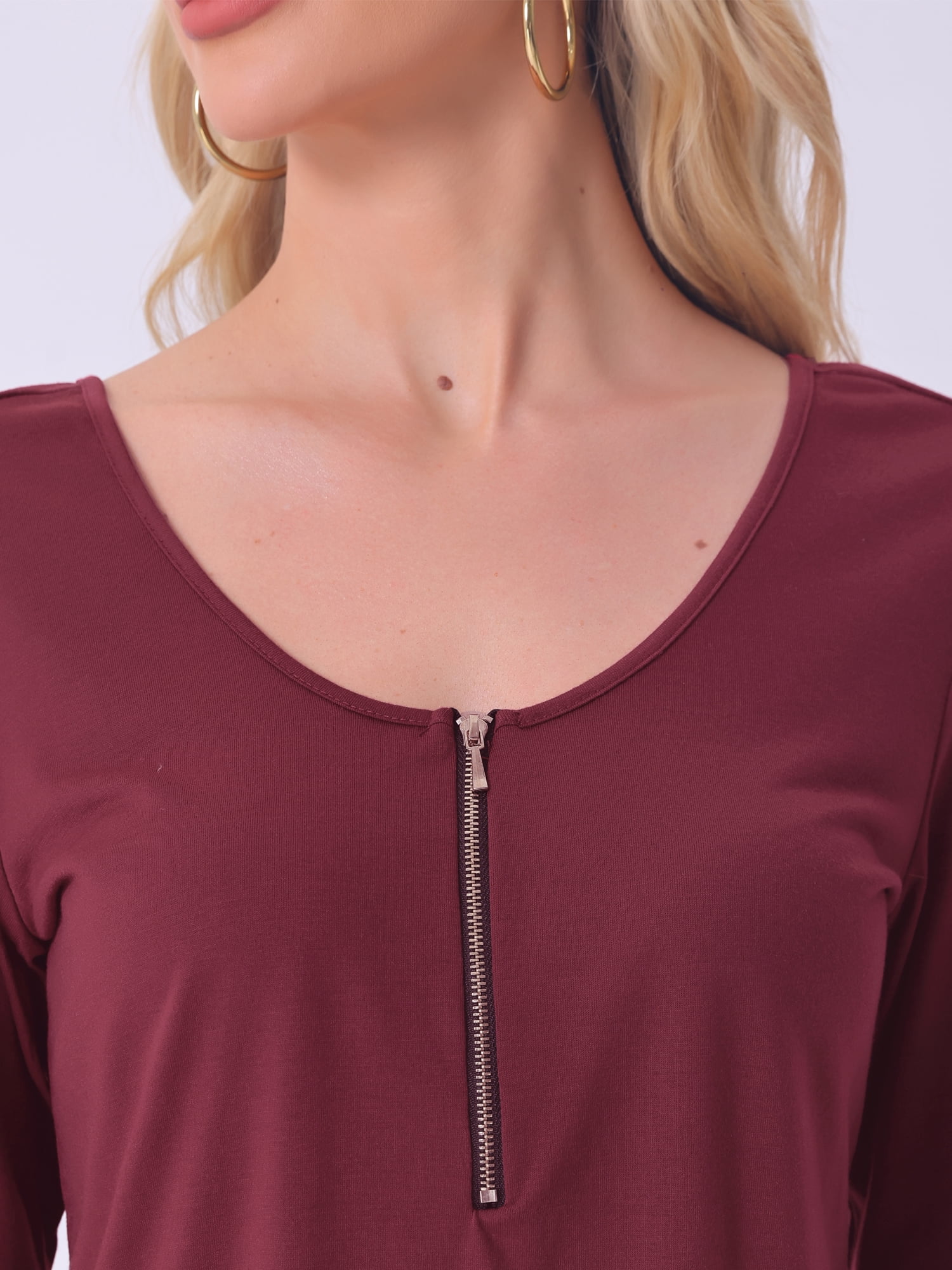 DARING DIVA Long Sleeves Pullover Solid Round Neck Pajama Tops XL Red