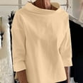 thumbnail image 2 of Timegard Womens Tops Half High Collar Long Sleeve Loose Fitting Shirts BlousesSolid Color Fall Fashion, 2 of 6