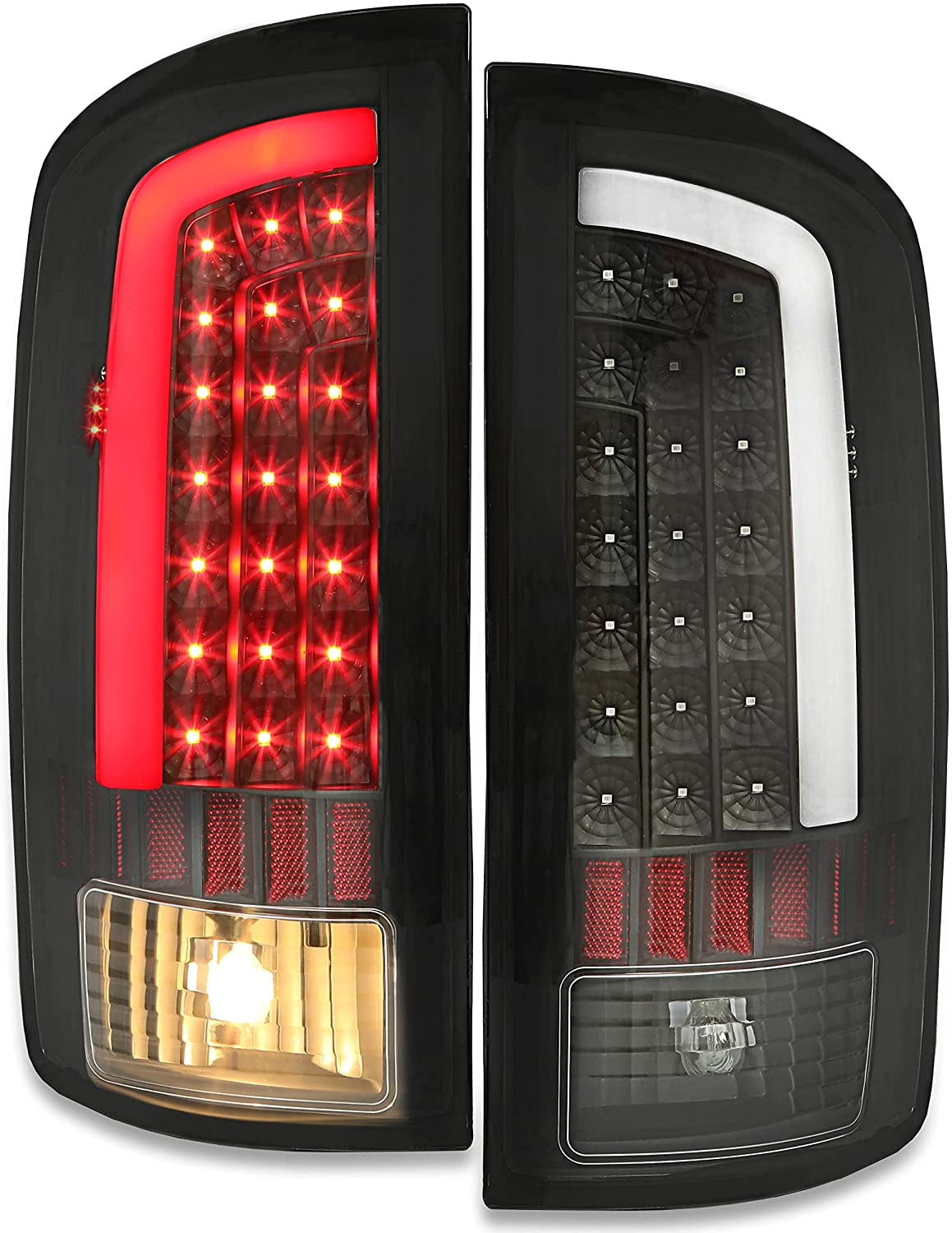 Kojem Neon Tube Tail Light Lamp For 2002-2006 Dodge RAM 1500 2500 3500 - Matte Black Housing, Driver & Passenger Side