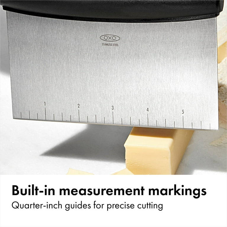 6.5-Inch Stainless Steel Dough Cutter – Thickened Semicircular Blade, Double Scale, Non-Slip Handle, Multi-Use Baking Tool For Dough, Pizza, Pastry