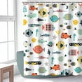 thumbnail image 6 of Colorful Fishes Shower Curtain, Kids Shower Curtains Set with 12 Hooks, Waterproof Shower Curtain for Bathroom, 72 x 72 Inch, Cartoon Fun Fishes Ocean Animals Bath Curtains, 6 of 6