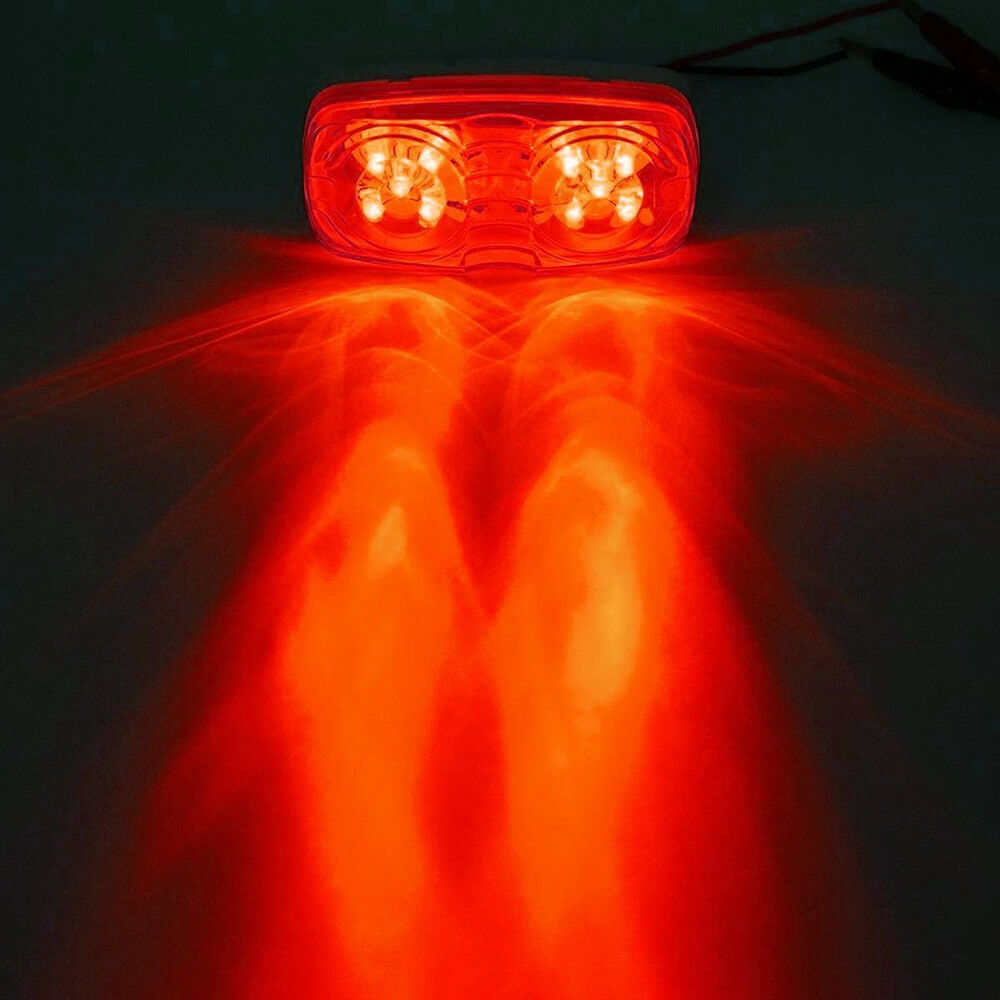 10x Red/Amber LED Side Marker Lights – 4x2 Inch Double Bubble For RV, Camper, Trailer, Truck (12V/24V)