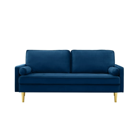 Nmkwnr 2 Seater Sofa Couch with Wood Frame, 65 inch Velvet Loveseat Sofa for Living Room, Office, Navy Blue
