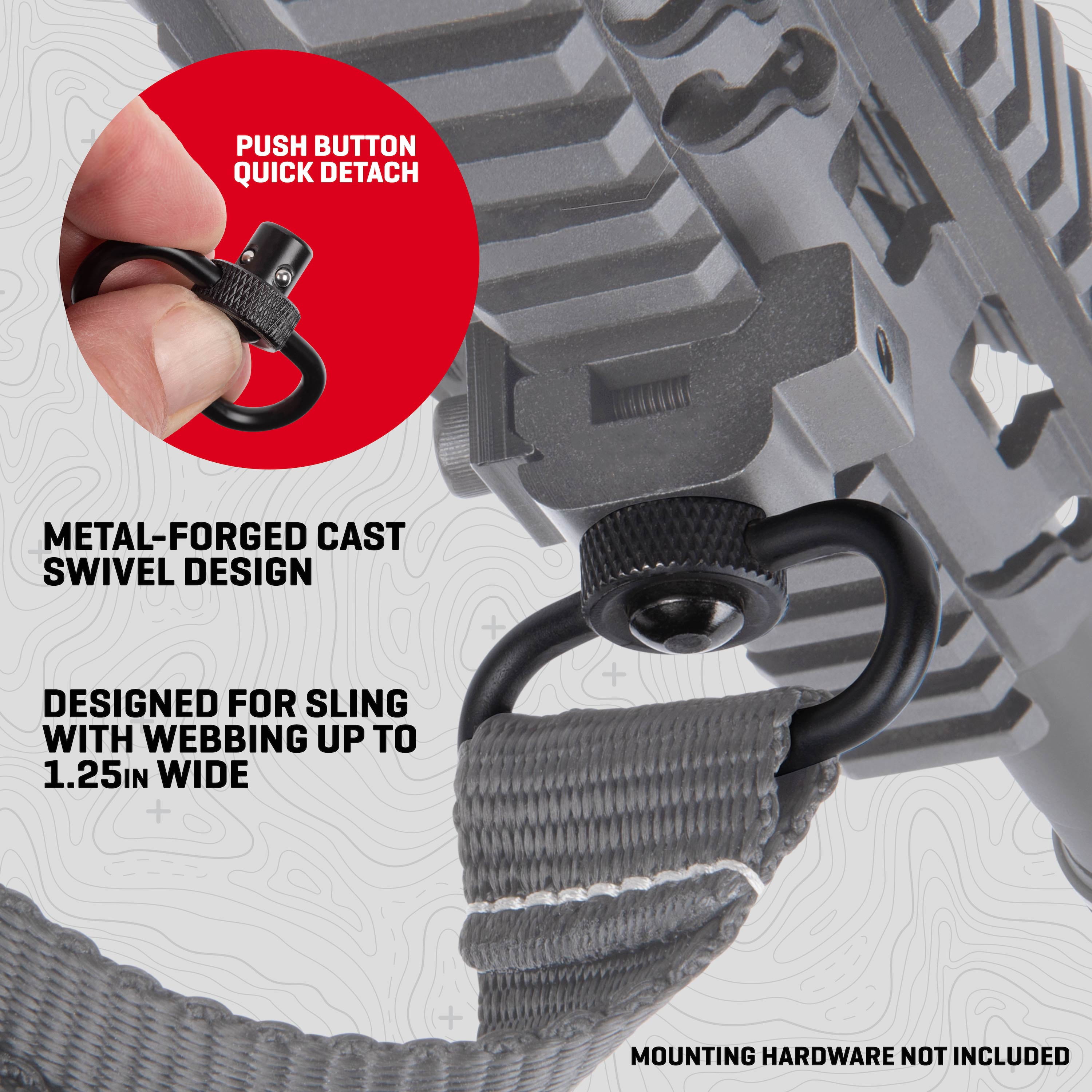 Allen Company QD Sling Swivel, 1.25 Inch, Push Button Quick Detach