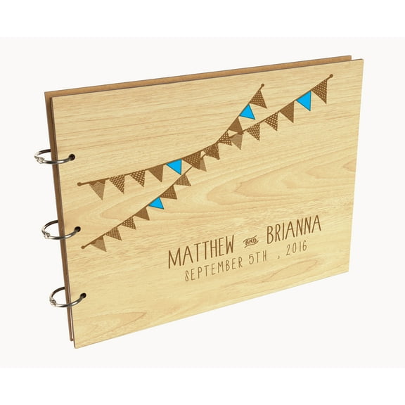 Darling Souvenir Personalized Engraved Laser Cut Wedding Guest Book Wooden Cover Sign-in Book Registry Guestbook Scrapbook-4T