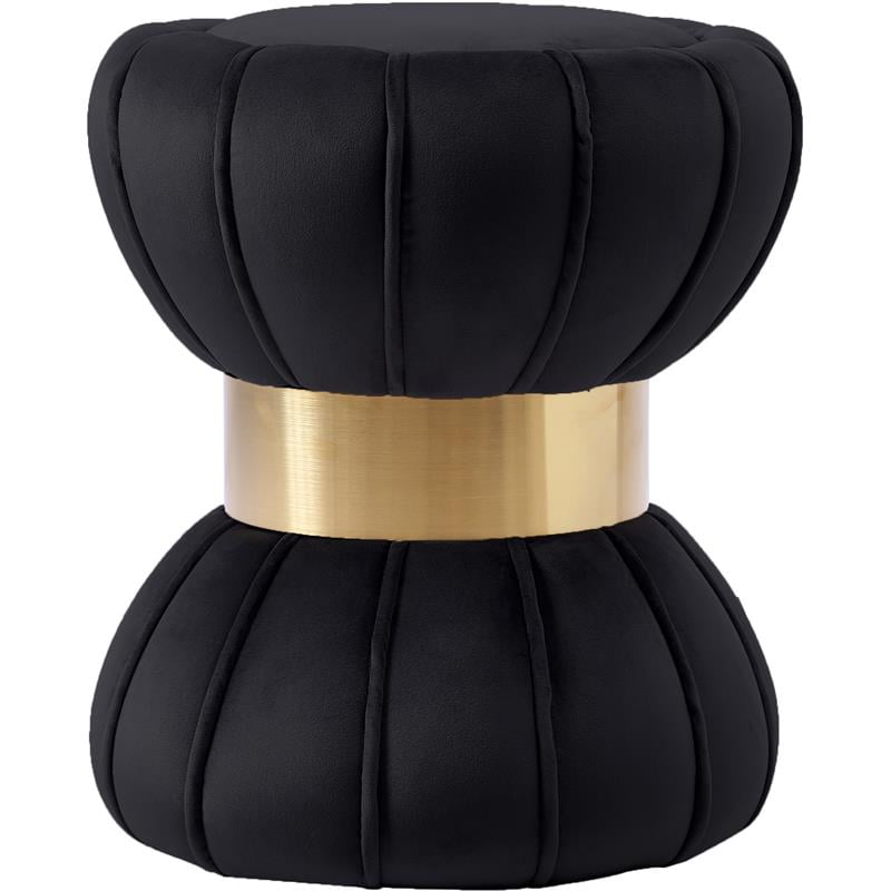 Meridian Furniture Vino Contemporary Velvet Ottoman/Stool in Black