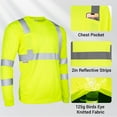 thumbnail image 6 of Hi-Vis Safety Shirt Class 3 Reflective, Yellow Long Sleeve Work T-Shirt 6-Pack L, 6 of 7