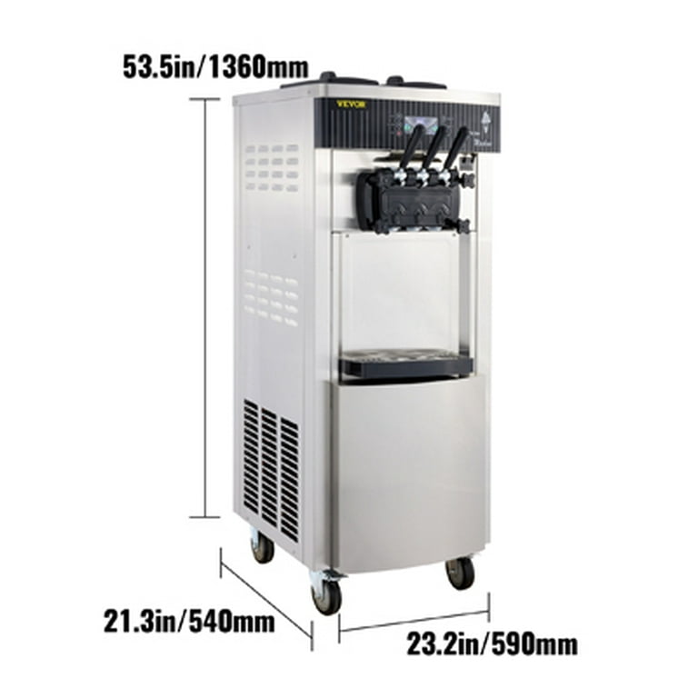3 Flavors Commercial Soft Ice Cream Machine Stainless Steel Frozen