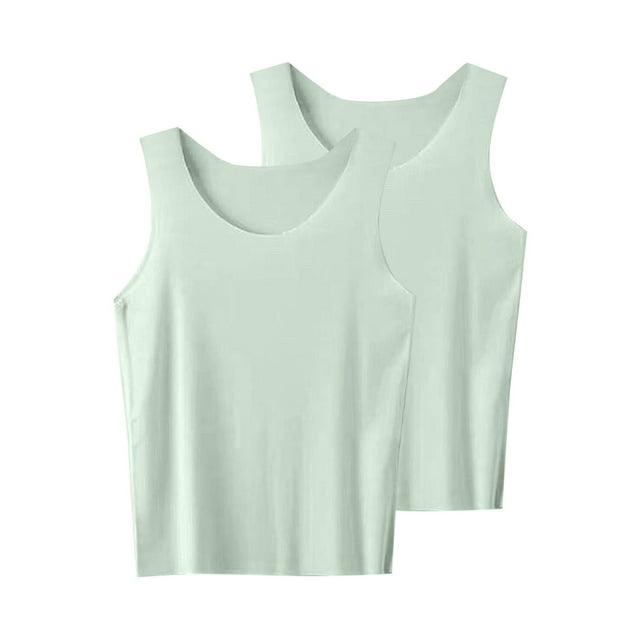 Cute Summer Tops 2-Piece Big Childrens Ice Silk Top Seamless Suspender Childrens Solid Color Summer Interior Wear