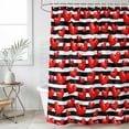 thumbnail image 6 of Valentines Day Shower Curtain Set - 72" x 78" Washable Bathtub Curtain with 12 Hooks, Red Love Hearts Romantic Black Stripes Waterproof Fabric Stall Shower Curtains for Bathroom/Bathtub Décor, 6 of 6