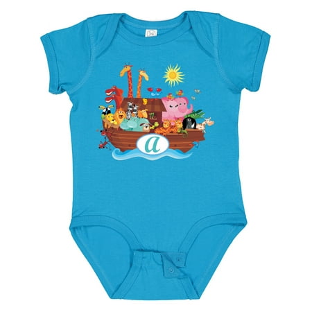 

Inktastic Monogram Letter a Childs Animals Ark Gift Baby Boy or Baby Girl Bodysuit