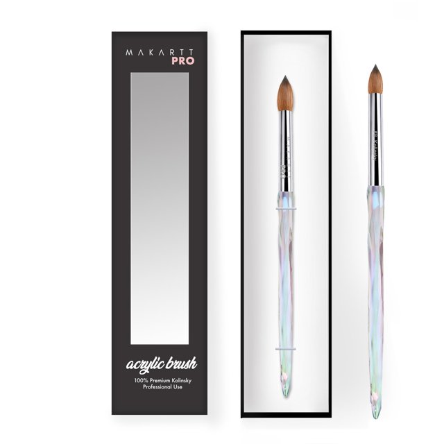 MakarttPro Pincel de uñas Kolinsky profesional prensado para polvo de cubierta acrílica y monómero líquido EMA tamaño #12 cepillo de uñas acrílico