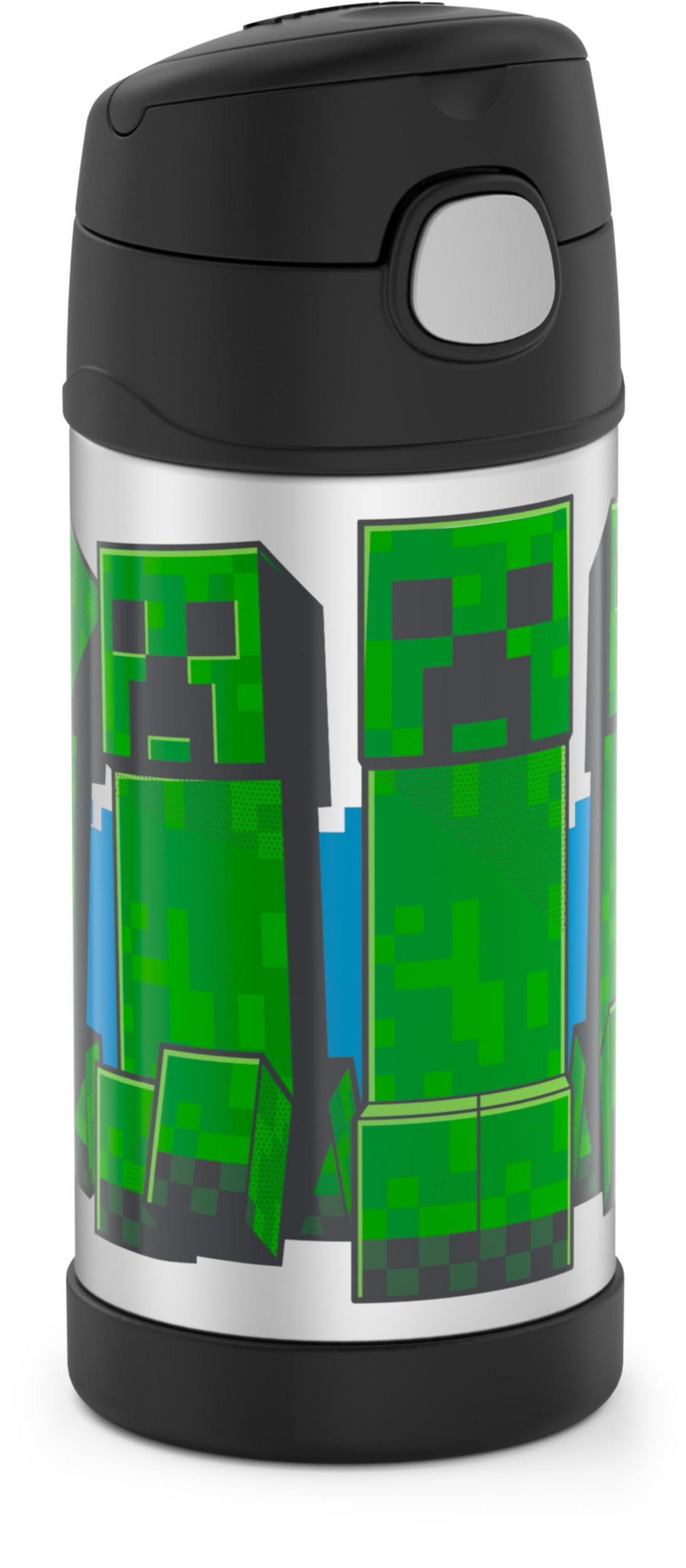 Thermos Kids Stainless Steel Vacuum Insulated Funtainer straw bottle, Minecraft, 12 fl oz