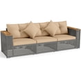 thumbnail image 2 of Costway Patio Wicker Sectional Furniture Set, 3 Piece Outdoor Couch Set for Garden Beige, 2 of 10