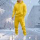 thumbnail image 1 of Ceisia Men's Solid Color Hooded Tracksuit Set with Cargo Pockets for Casual & Sports Wear Yellow L Gifts, 1 of 5