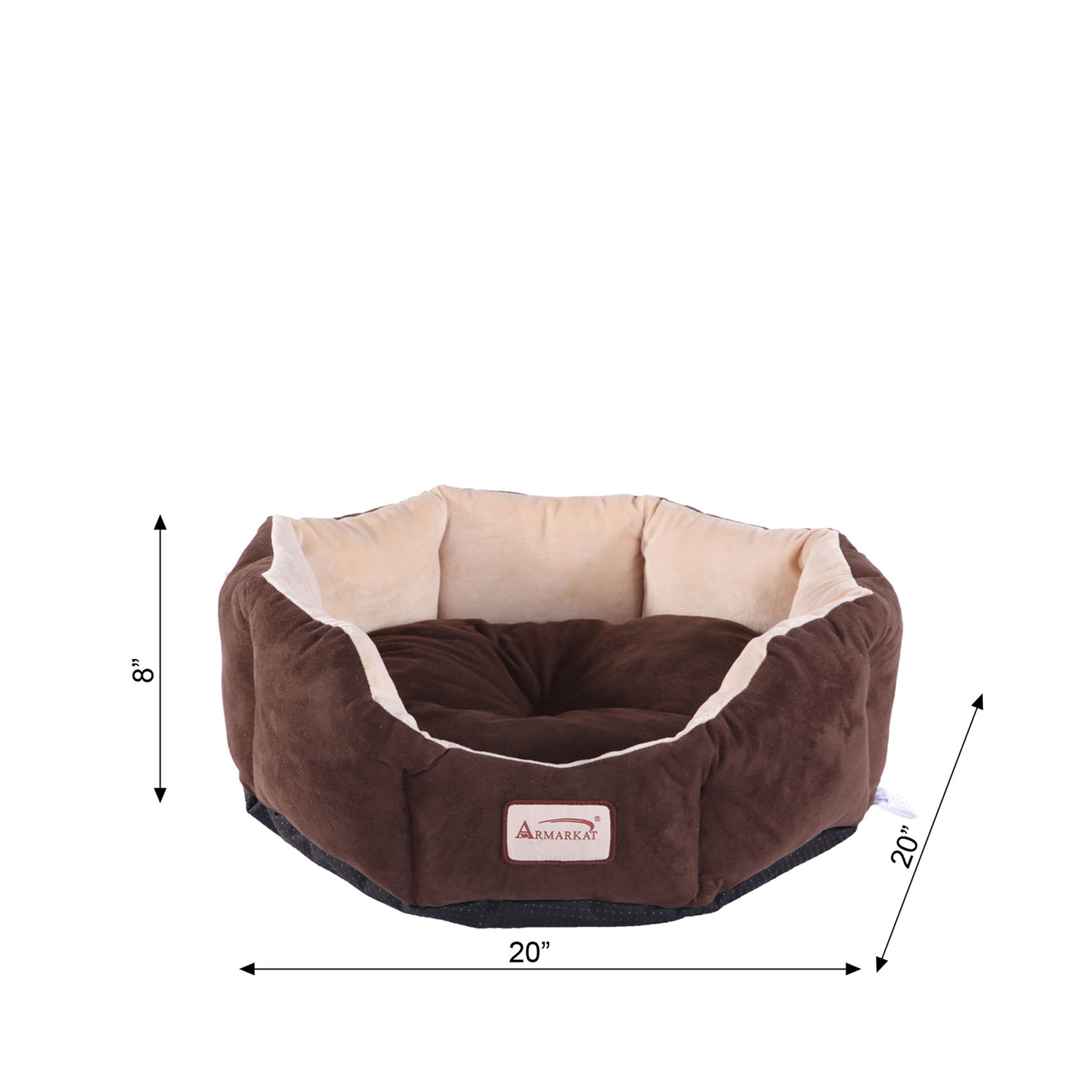 Armarkat Covered Pet Cat Bed, Mocha & Beige