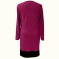 thumbnail image 6 of Olyvenn Women's Long Sleeve Buttoned Dress Sweater Fake Two-Piece V-Neck Casual Fashion Regular Length Lightweight Stretchy Breathable Fall Winter Dress Everyday Wear Hot Pink L, 6 of 7