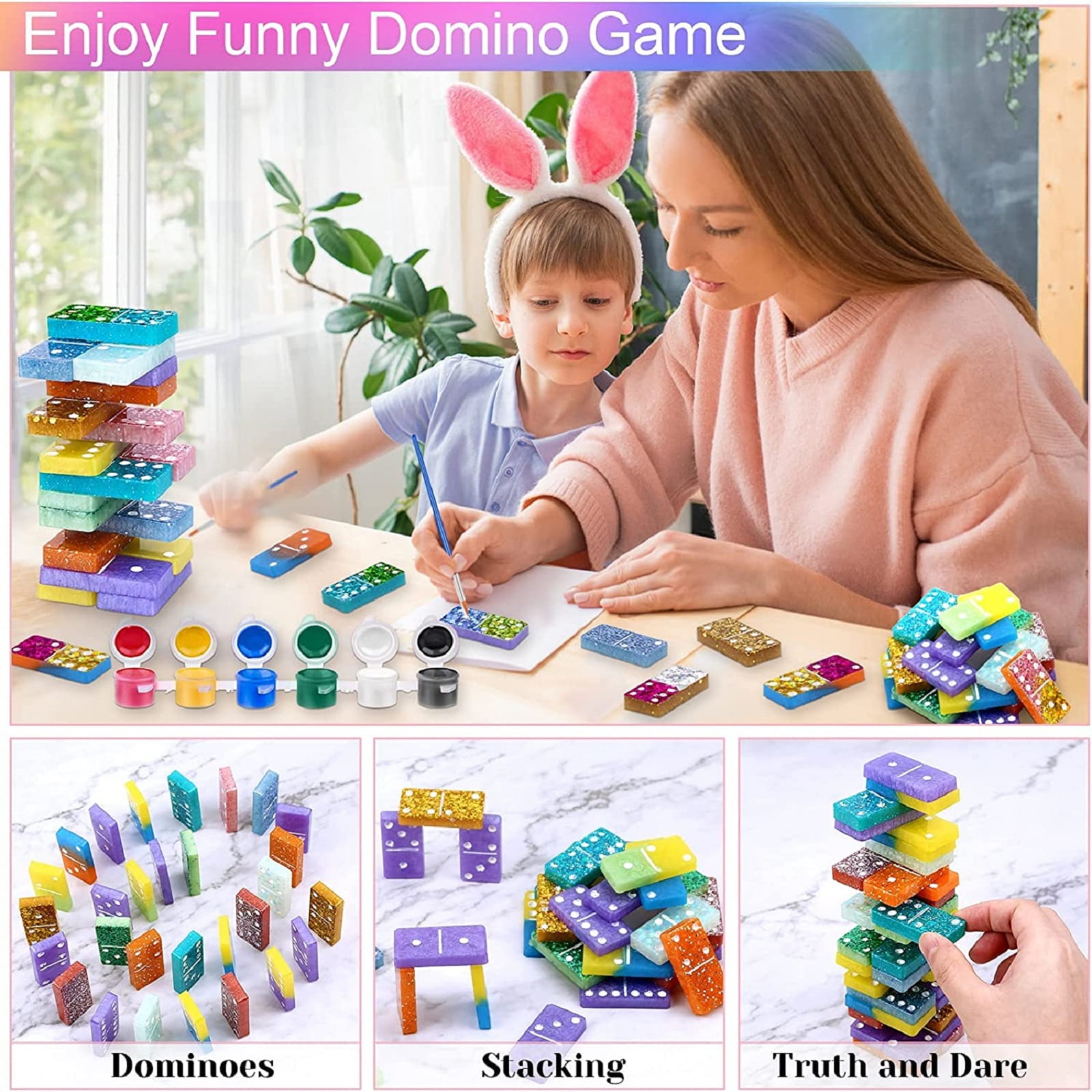 absuyy Domino Mould on Clearance- Silicone Domino Mold Resin Domino Mirror  Epoxy Resin Abrasive Mold Toy