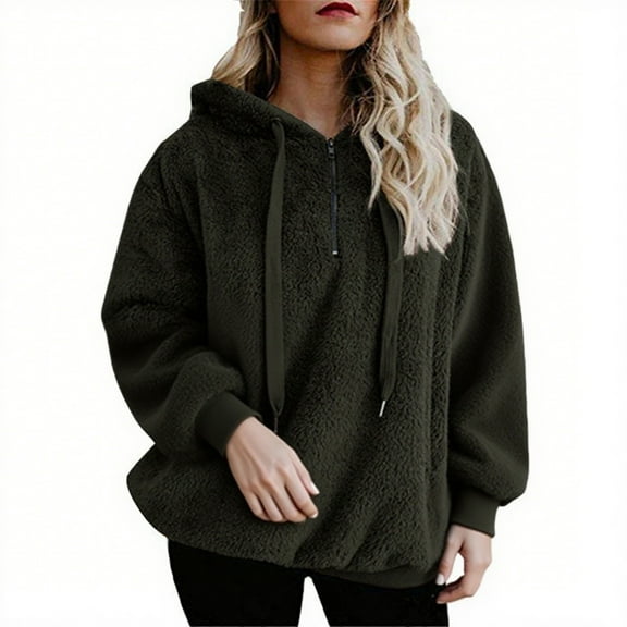 Warm Hoodies for Women Comdrip Women Warm Winter Top Sweatshirt Ladies Hooded Pullover Jumper Fleece Hoodie Women Green L