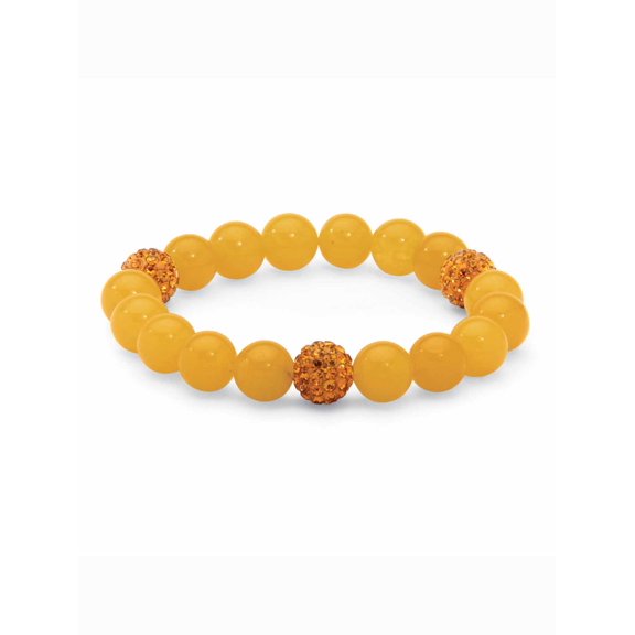 PalmBeach Jewelry Genuine Agate and Simulated Birthstone Beaded Stretch Bracelet 8"