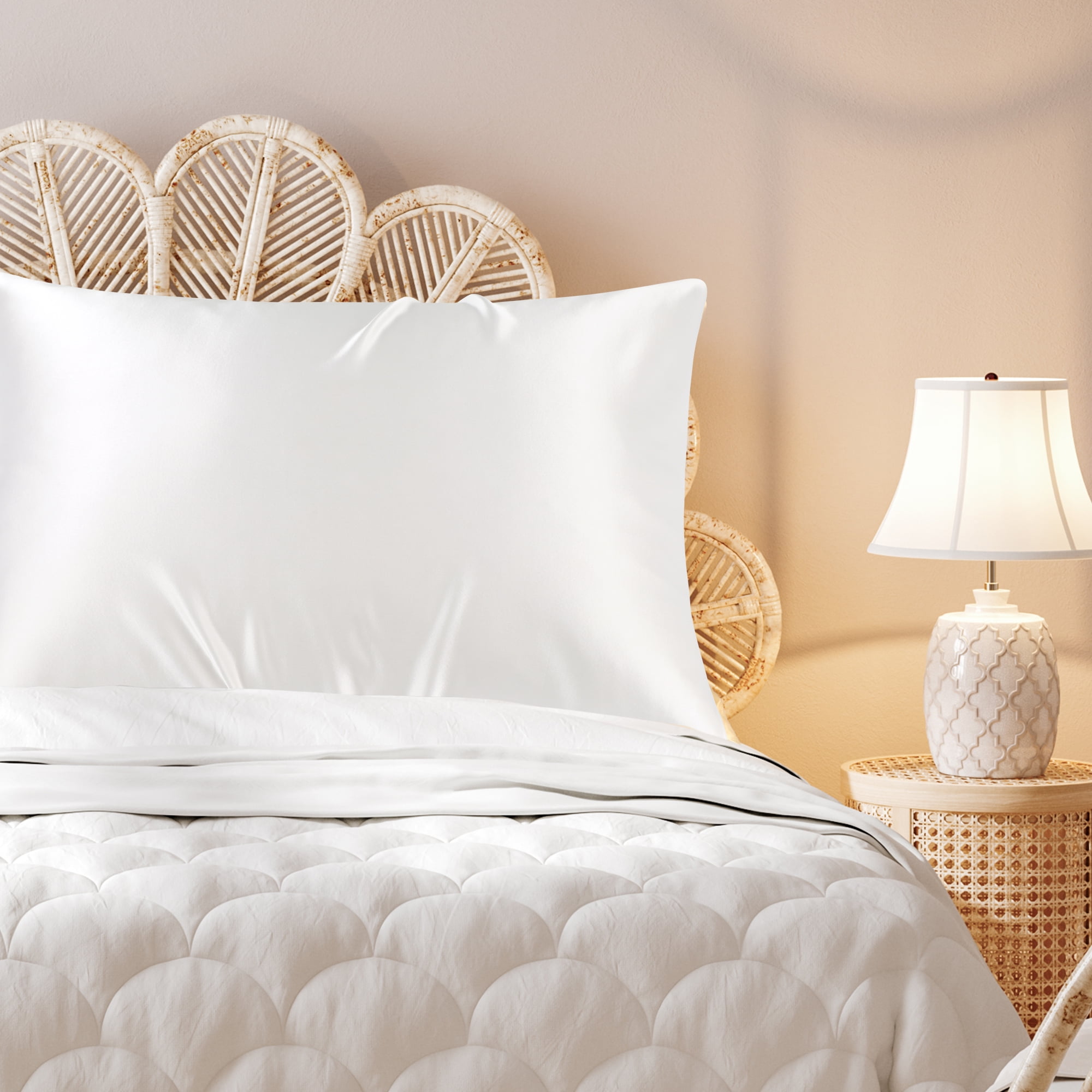 Unique Bargains 22 Momme 100% Silk Pillowcase White Standard