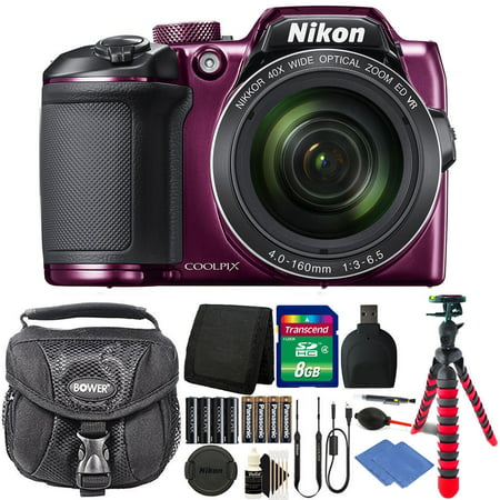 Nikon Coolpix B500 16MP Digital Camera Plum + Extra Batteries +