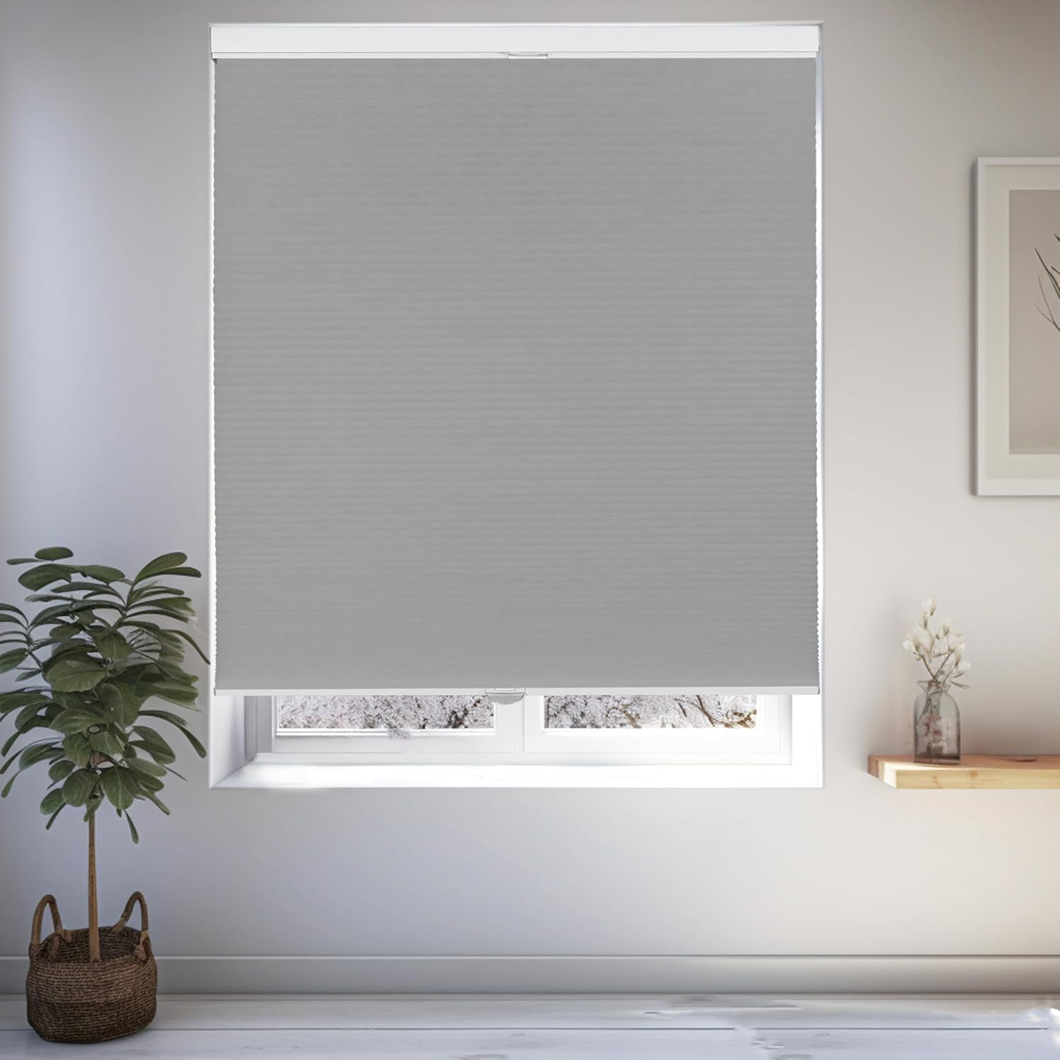 Chicology Silver Light Filtering Cordless Top Down Bottom Up Cellular Shades 27.75 in. W x 72 in. L