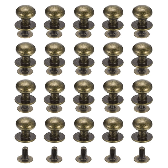 Unique Bargains 10mm Ball Head Stud Rivets Screw Back, 20Pack Round Head Button Nipple Rivet, Bronze Tone