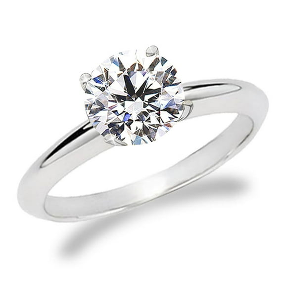 2 Carat IGI Certified Round Cut Lab Grown Diamond 14K White Gold Solitaire Engagement Ring Size 3 (G-H Color, VS2 Clarity)