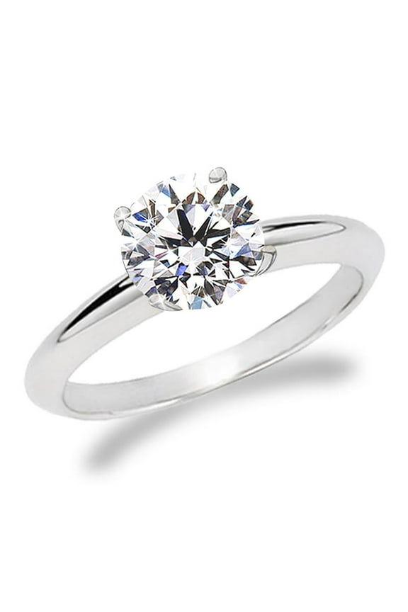 2 Carat IGI Certified Round Cut Lab Grown Diamond Platinum Solitaire Engagement Ring Size 4 (G-H Color, VS2 Clarity)