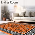 thumbnail image 2 of ODIKA 5'x7' Machine Washable Non-Slip Area Rug, Flowing Paisley Swirl Design with Elegant Curvilinear High Traffic Rug, Orange, 659237, 2 of 7