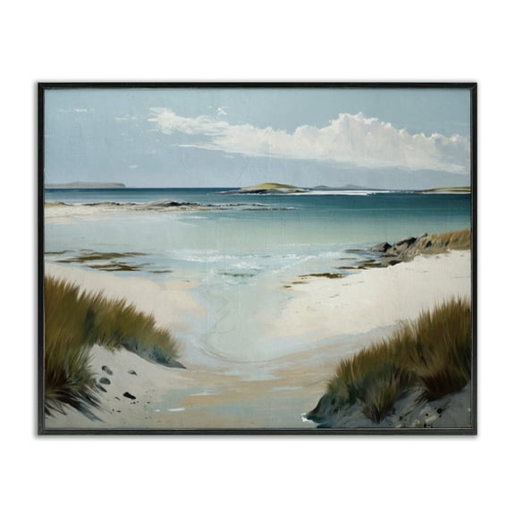 Stupell Industries River Tide Seascape Nautical & Beach Painting Black Framed Art Print Wall Art, 14 x 11