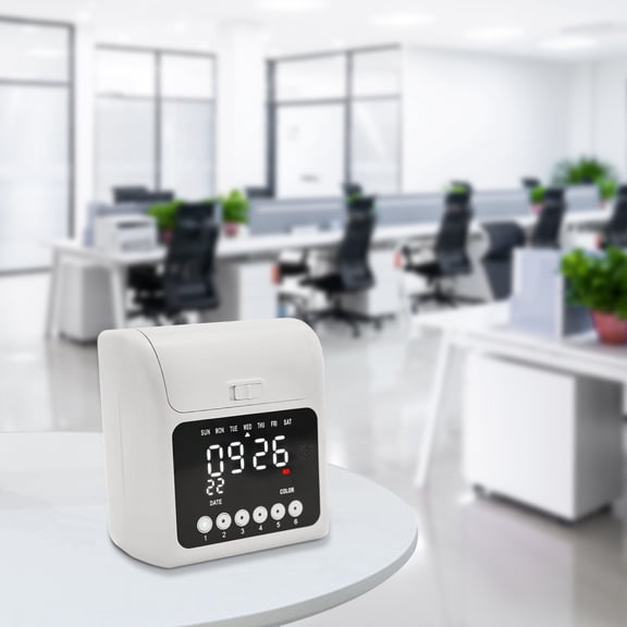 7.2*4*8 Modern White Employee Attendance Punch Time Clock Payroll Recorder LCD Display with 50 Cards