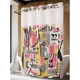 thumbnail image 2 of No Hook Shower Curtain with Snap-in Liner, Abstract Art Waterproof Fabric Bathroom Curtains, Pink Yellow Collage Art Torn Paper Pieces Bath Curtains & Mesh Top Window Stall 48"x72", 2 of 9
