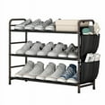 thumbnail image 2 of 3/6-Tier Metal Shoe Rack Organizer - Space-Saving Shoe Shelf with Side Bag for Entryway, Closet, Bedroom - Bronze (Ideal Gift), 2 of 8
