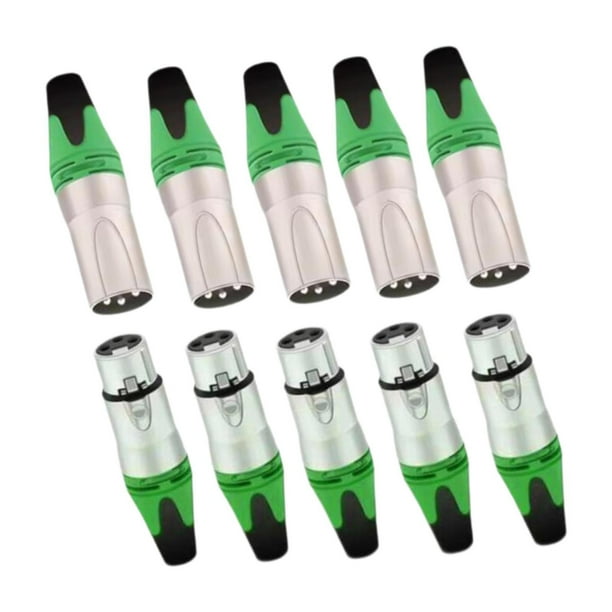 Conector de cable XLR de 10 piezas, conector de audio macho y hembra, conector de cable de micrófono de aleación, Verde