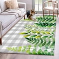 thumbnail image 2 of Spring Leaves Area Rugs Collection 3'x5', Pastoral Garden Botanical Gray Plaid Non Slip Indoor Rectangle Throw Runner Rug Floor Mat Carpet for Living Room Dining Table Bedroom Nursery, 2 of 9
