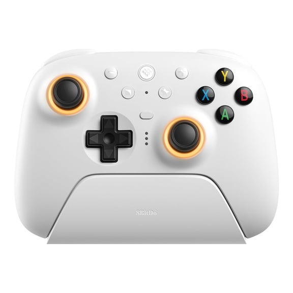 8BitDo Ultimate 2 Wireless Controller for Windows & Android, Gaming Controller with TMR Joysticks, Switchable Hall Effect/Tactile Triggers, RGB Fire Ring, 8Speed Wireless Tech, White