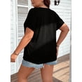 thumbnail image 2 of Cuteduck Women's Tops Summer Short Sleeve V-Neck Plus Size One-Sleeve Lace Three-Color Gradient Heart Print Casual Chic Blouses 1X-4X, 2 of 7