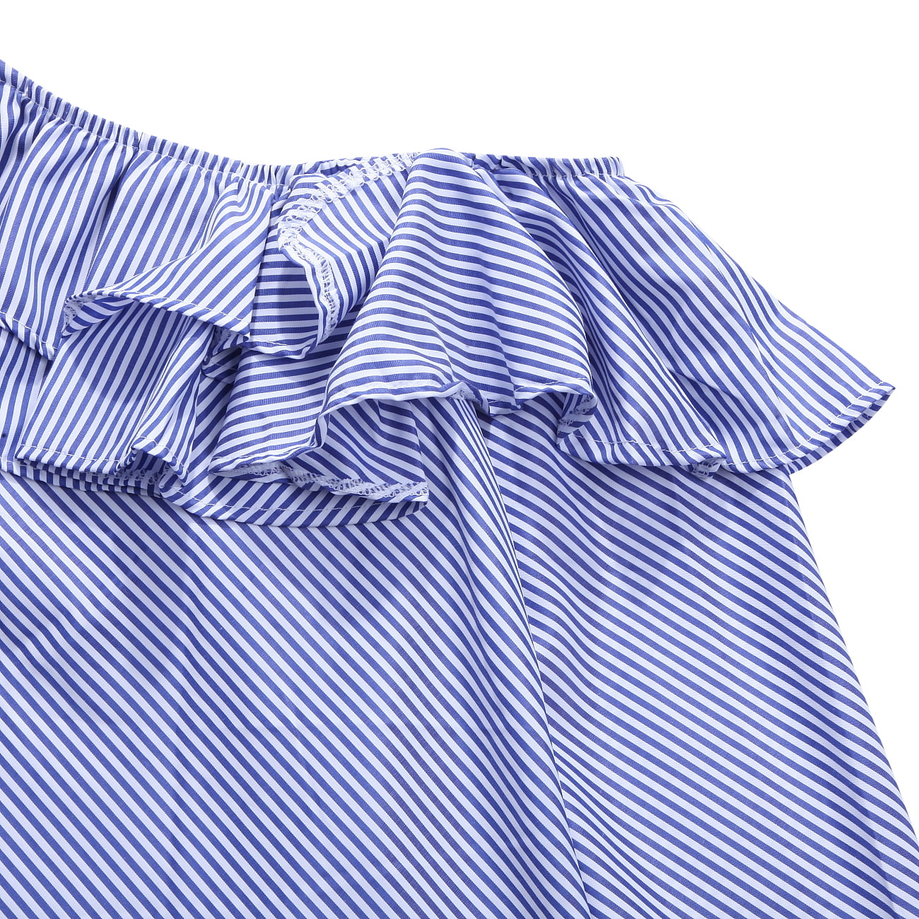 Binpure Women Spring Shirt, Striped and Ruffled Layers One Shoulder Off Tops