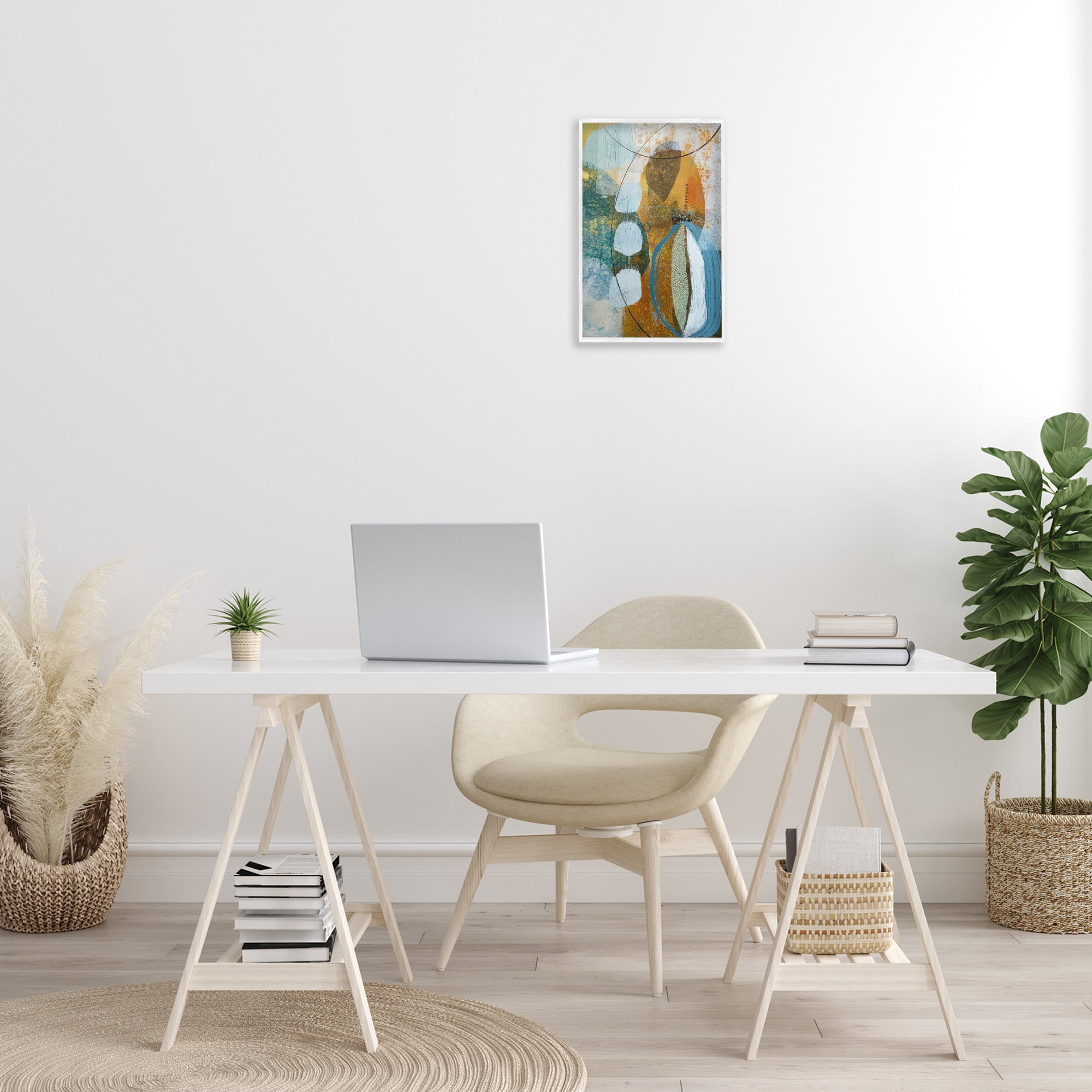 Stupell Industries Expressive Distressed Abstract Abstract Painting White Framed Art Print Wall Art, 12 x 18
