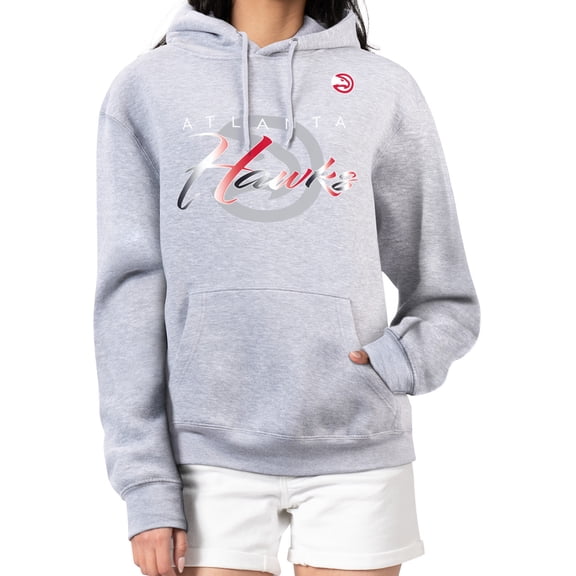 Women's G-III 4Her by Carl Banks Gray Atlanta Hawks Shadow Logo Tri-Blend Fleece Hoodie