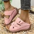 thumbnail image 4 of CQONEPT Summer Strappy Flat Sandals,Women's Gladiator Sandal Flat Strap Sandals Low Wedge Sandals Ankle Buckle Flat Fisherman Thong Cross Strappy Sandals Pink Size 8, 4 of 9