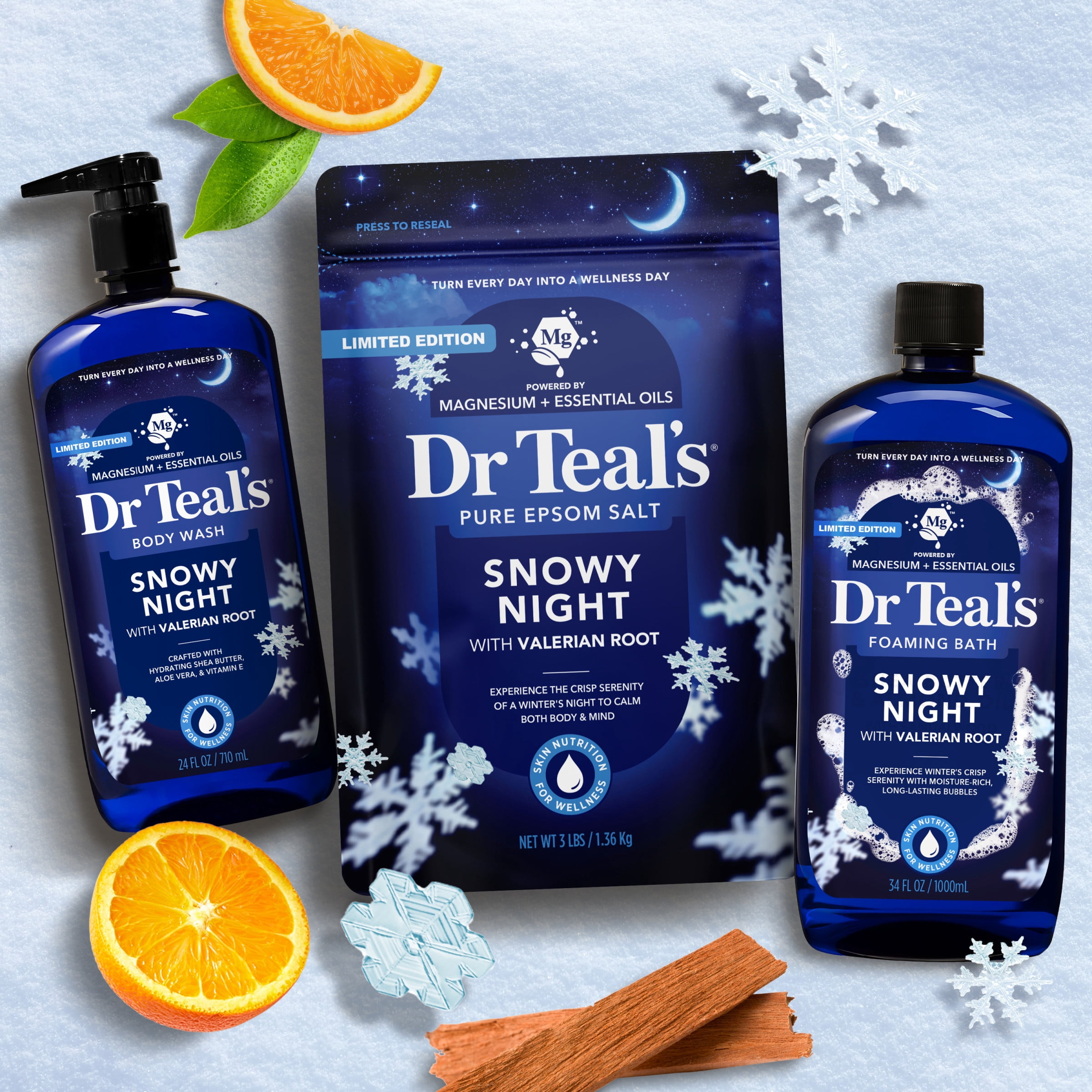 Dr Teal's Snowy Night Body Wash with Pure Epsom Salt, 24 fl oz