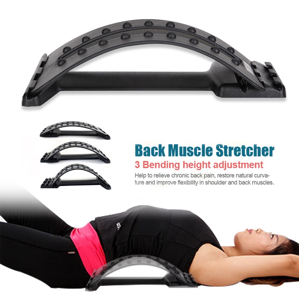 BOOBEAUTY Back Stretcher Lumbar Correction Pad Back Support Device Upper and Lower Back Spine and Muscle Pain Relief Relax Posture Corrector with Acupressure Points Black