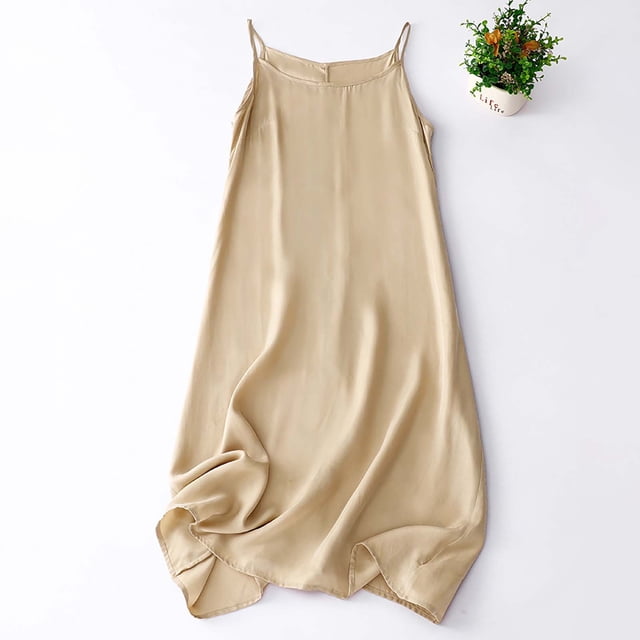 XiYing Robes pour Femmes, Robe d'Été Sans Manches à Col Rond Unie Style Camisole pour Femmes, Tenue Décontractée Quotidienne, Convient aux Tailles G-TG,